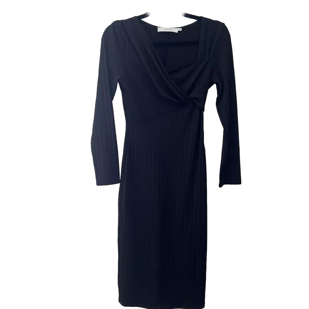 ASTR The Label rib faux wrap long sleeve‎ sweater dress Sz Small New